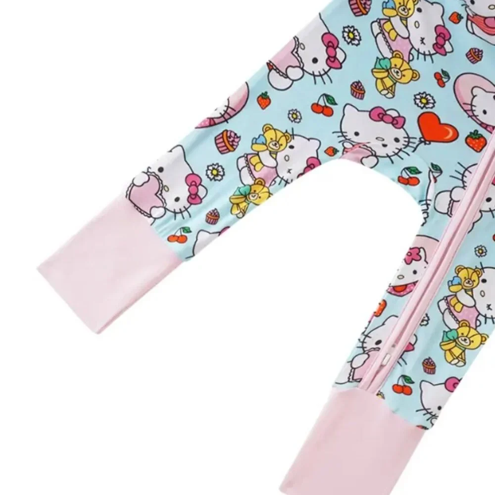 Hello Kitty Baby Girls Bamboo Romper Jumpsuit Sleeper Pajamas